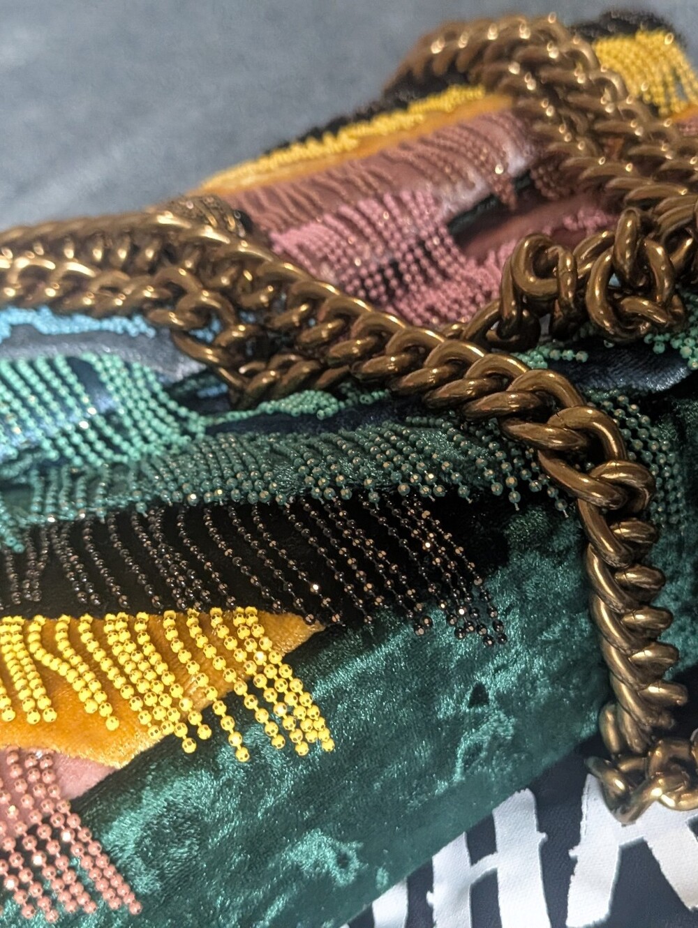 Kurt Geiger  Mini Beaded Fringe Multicolor Shoulder Bag - Picture 4 of 13